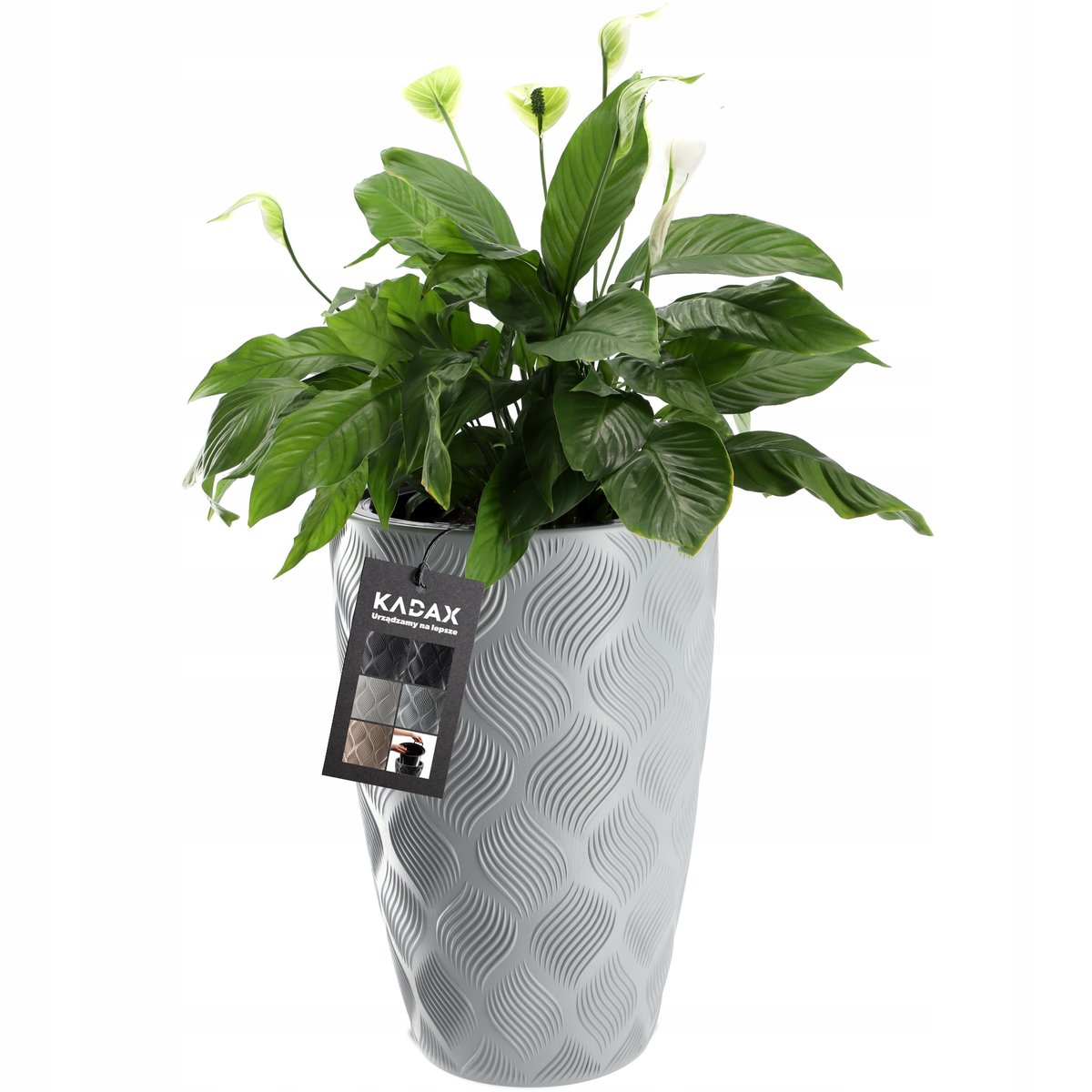 Donica na kwiaty z wkładem wysoka Jesi 40 cm, platyna