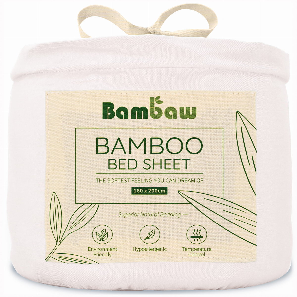 Bambaw Bambusowe Prześcieradło Z Gumką 160X200 Białe