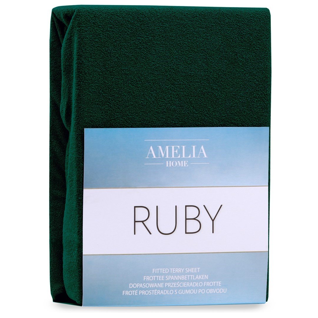 Prześcieradło Z Gumką Frotte Ruby Butelkowa Zieleń74 200-220X200+30