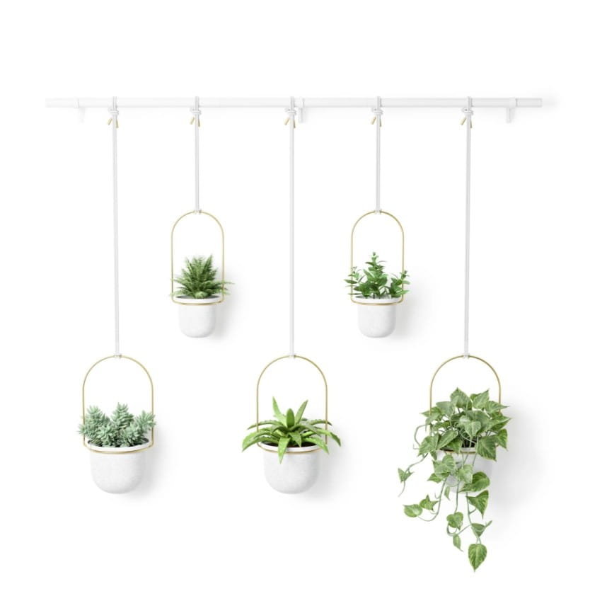 Donica TRIFLORA kolor biały umbra - FLOWERPOT/TRIFLORA/WHITE+BRASS/138X18X95
