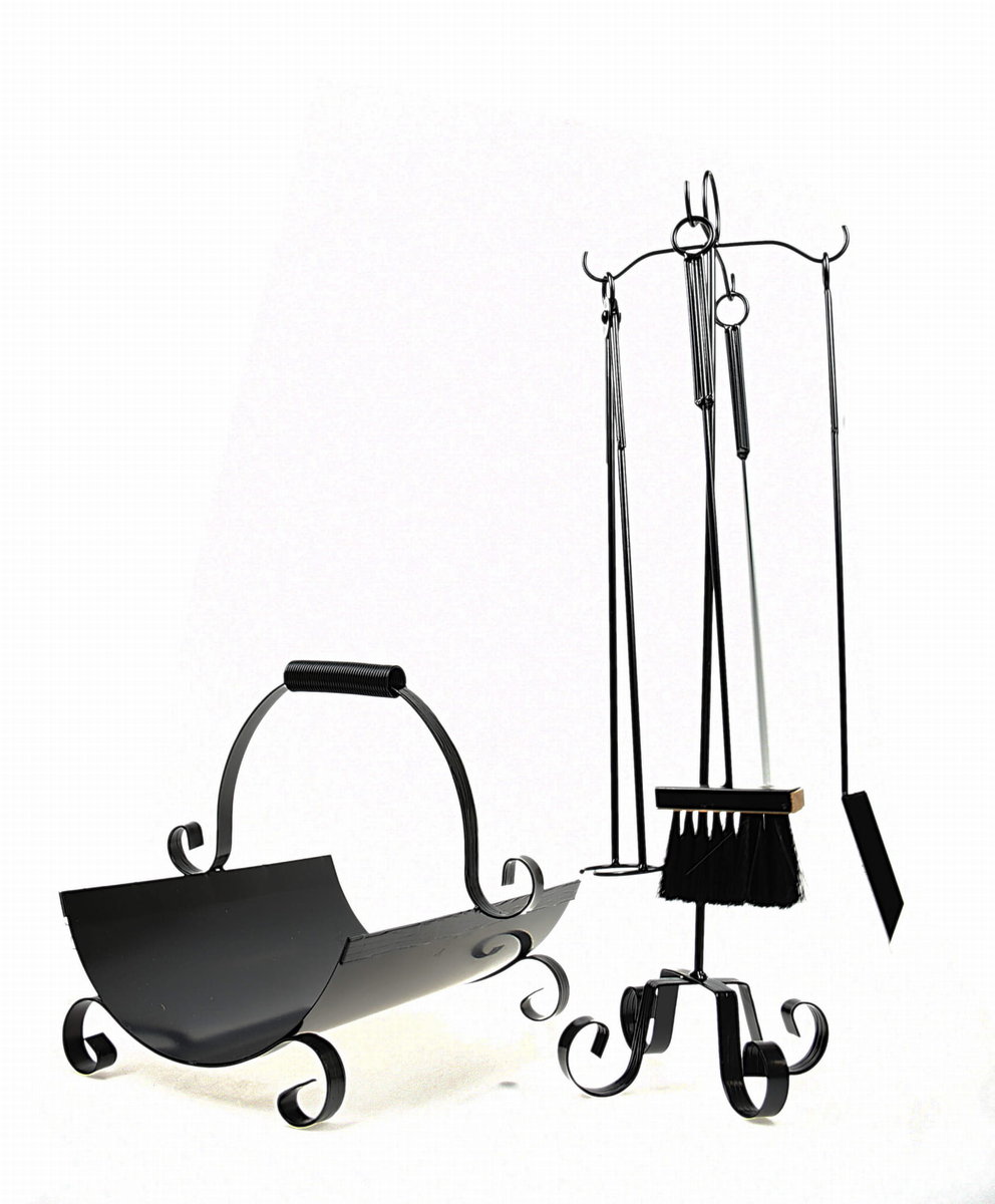 Zestaw Kosz Na Drewno 294 Akcesoria 766  Czarny