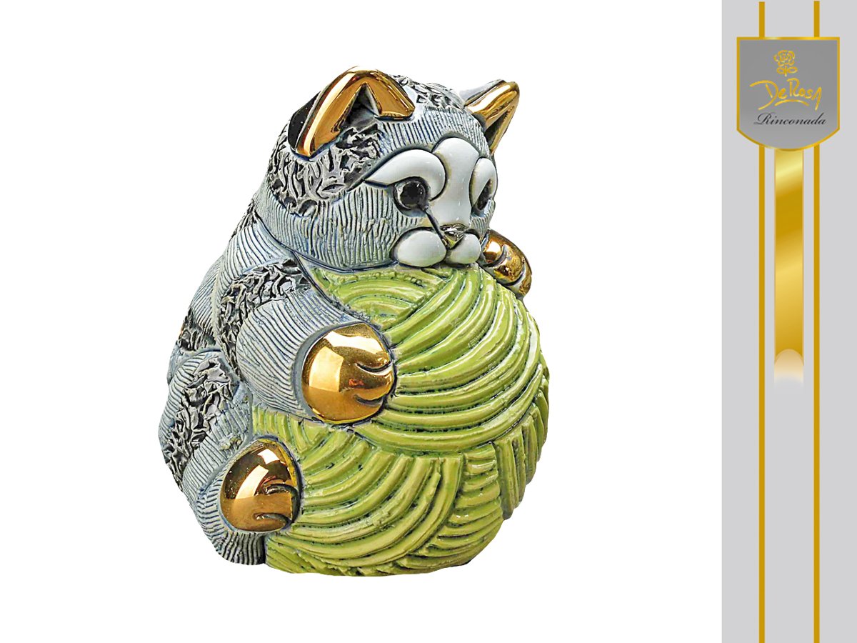 Figurka Pasiasty kot z motkiem wełny