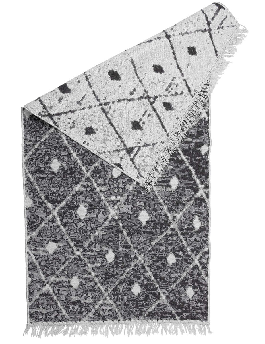 Dywan dekoracyjny boho tkany vintage 120x160 romby szary