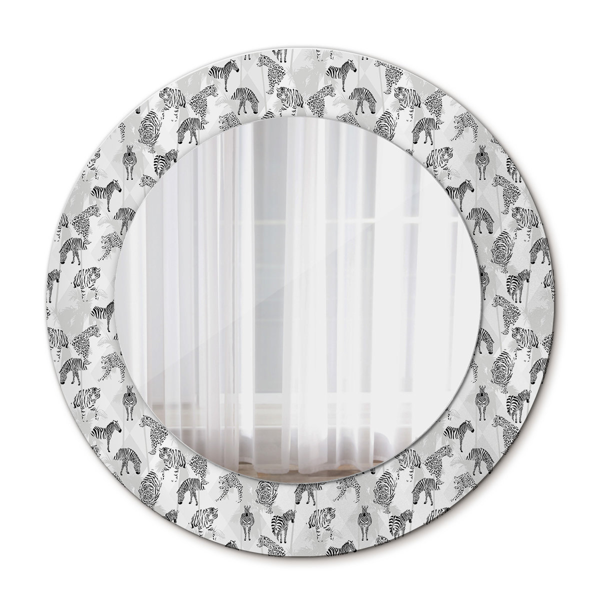 Nowoczesne Okrągłe Lustro Tropikalny tygrys 50cm