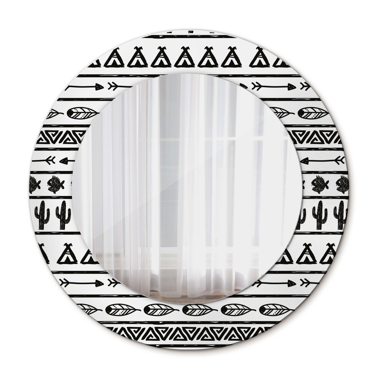 Okrągłe Lustro Ścienne Boho minimalistyczny 50cm