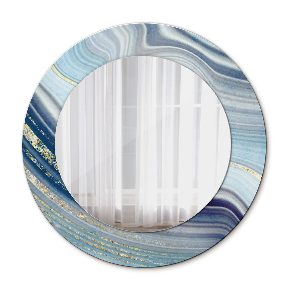 Ścienne Lustro Rama Glamour Niebieski marmur 50cm