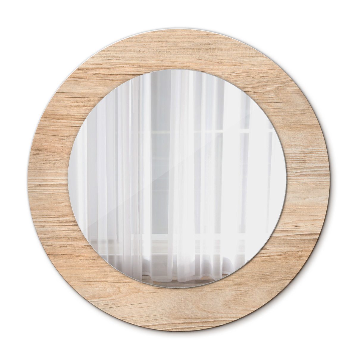 Piękne Lustro Ścienne Okrągłe Drewno 50cm