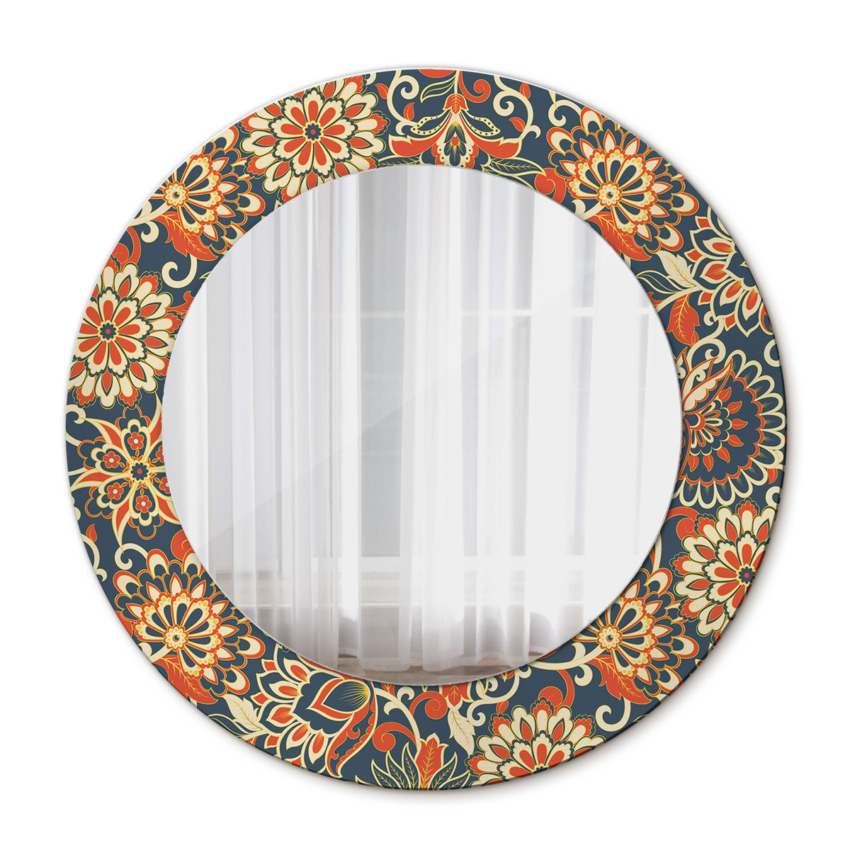 Okrągłe Lustro Retro kwiaty 50cm