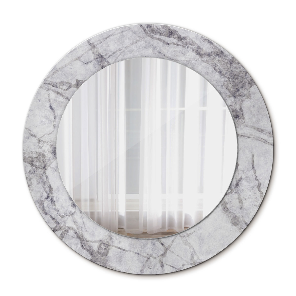 Okrągłe Lustro Ścienne Biały marmur 50cm