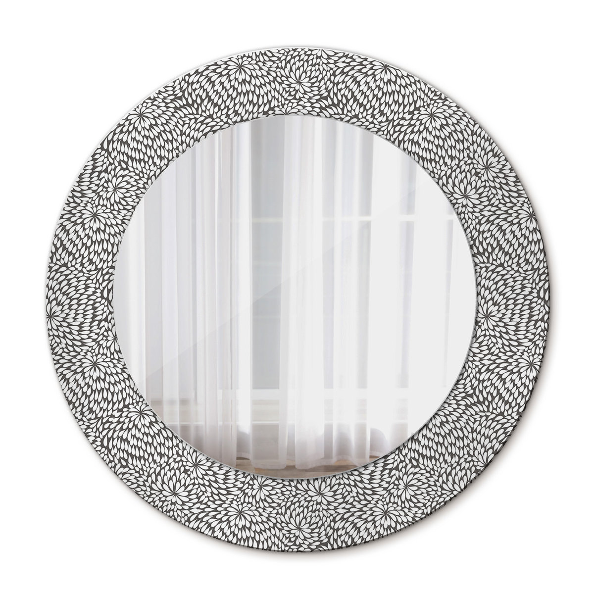 Ścienne Lustro Rama Glamour Kwiatowy wzór 50cm