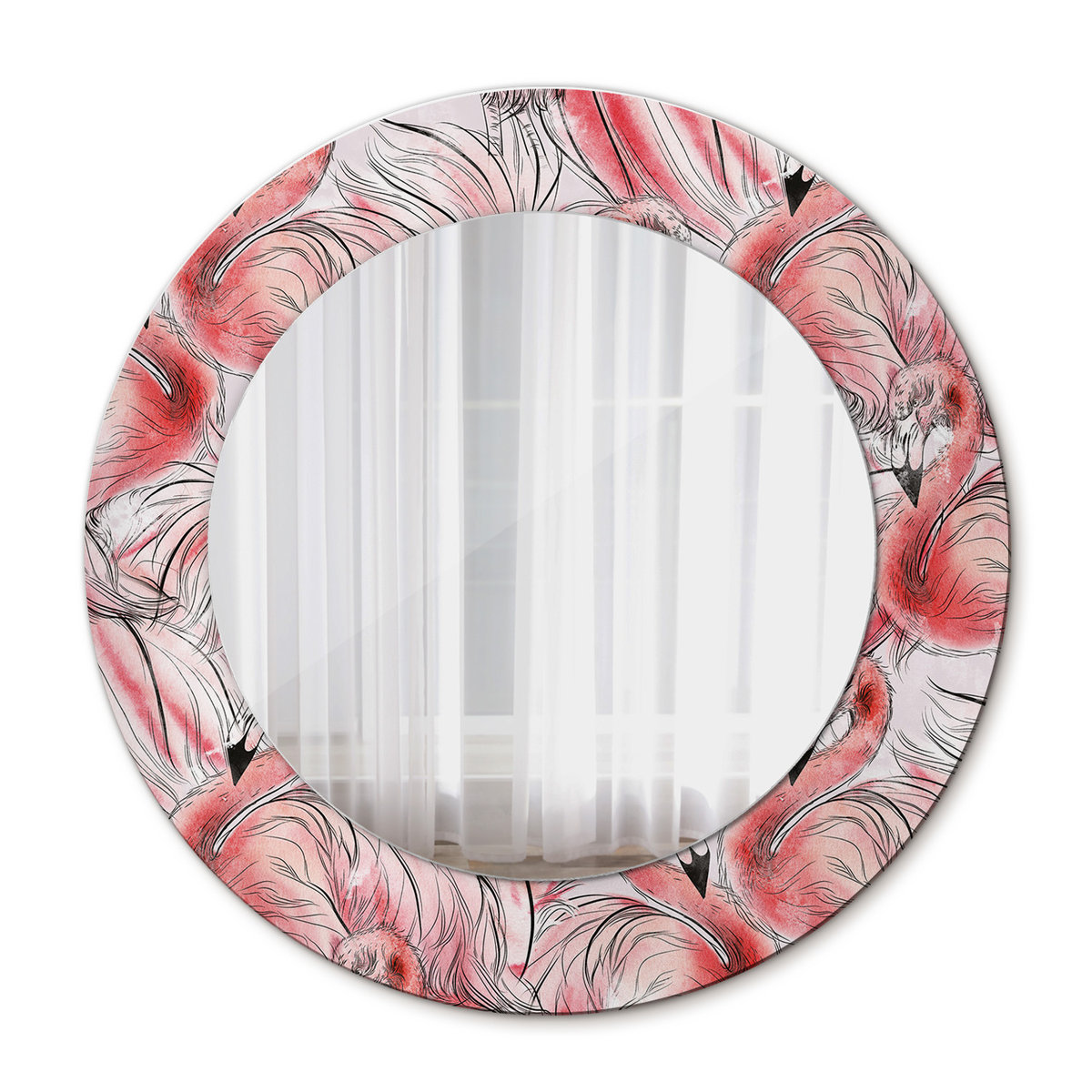 Piękne Lustro Ścienne Okrągłe Flamingi 50cm