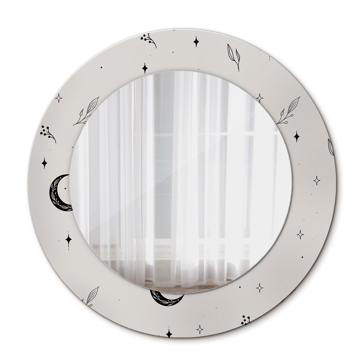 Nowoczesne Lustro Doodle rośliny 50cm