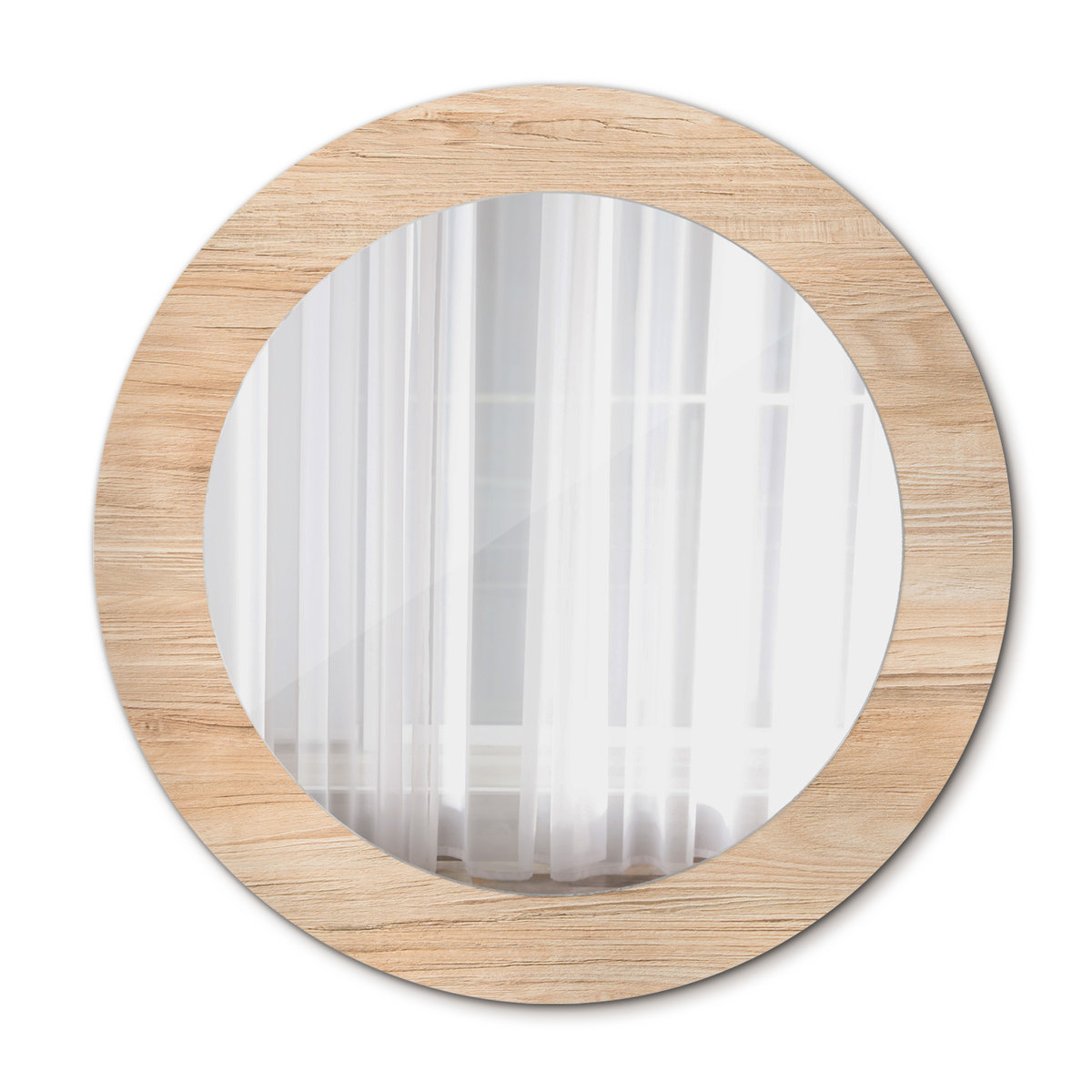 Piękne Lustro Ścienne Okrągłe Drewno 60cm