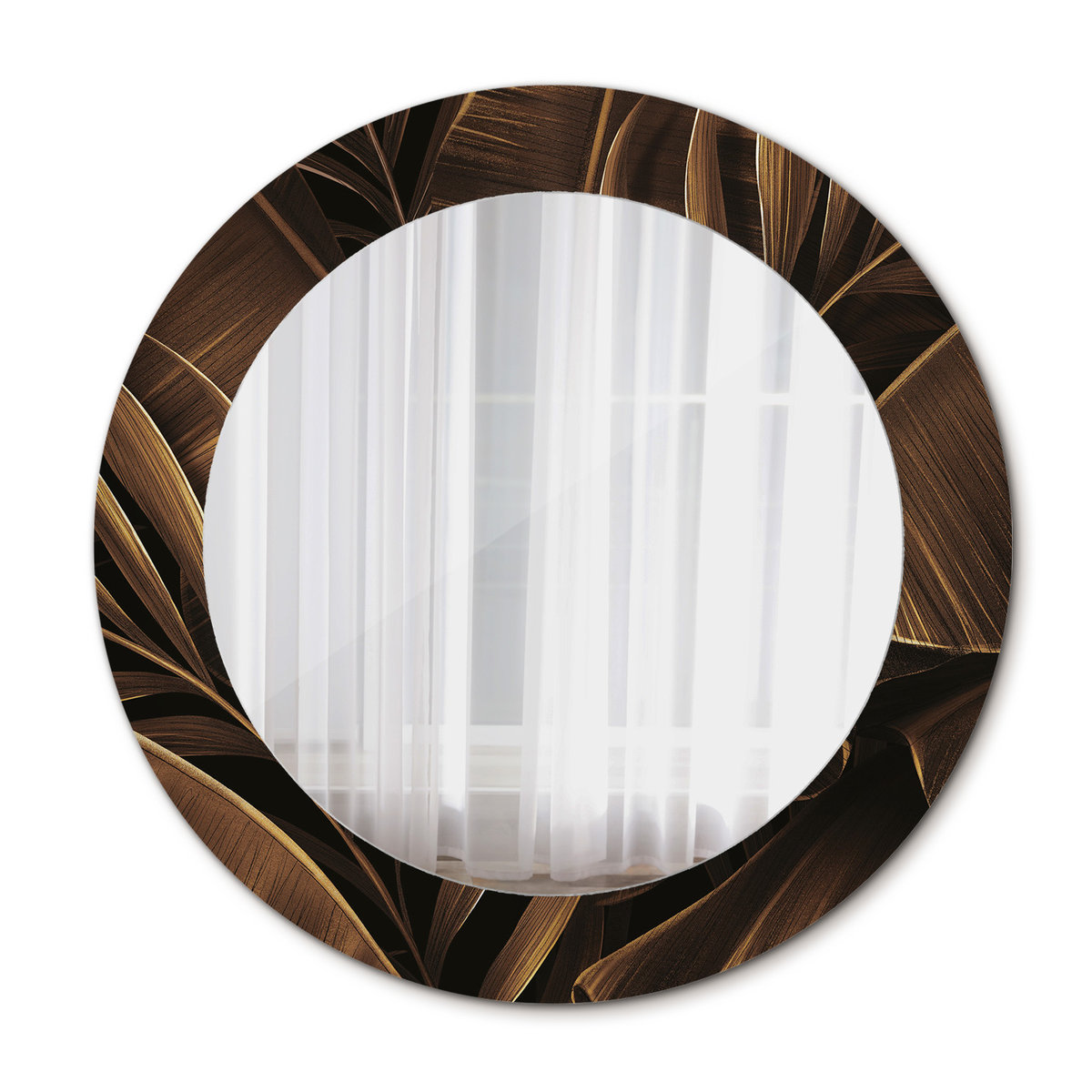 Nowoczesne Lustro Brązowe liście bananowca 60cm
