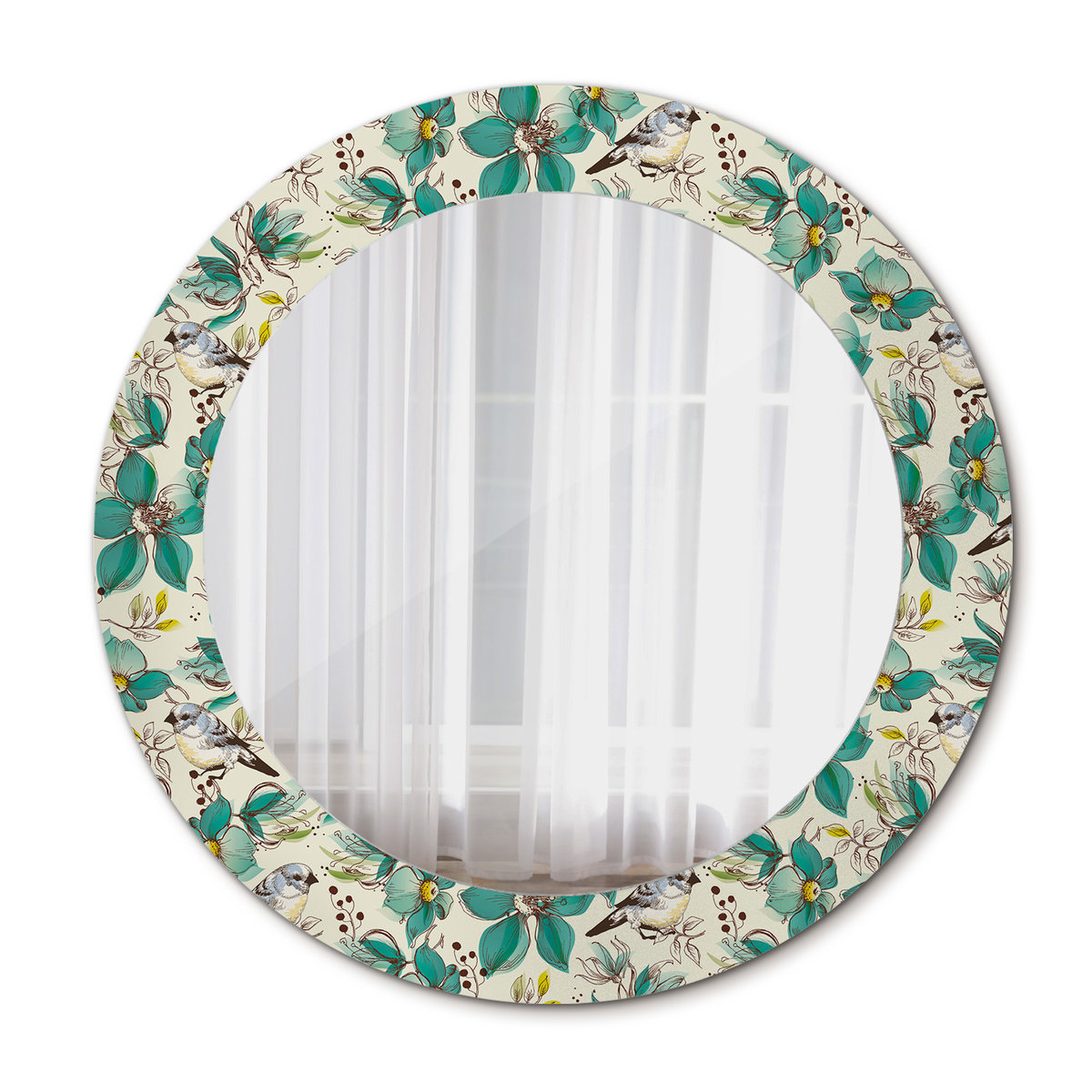 Ścienne Lustro Rama Glamour Kwiaty i ptaki 60cm