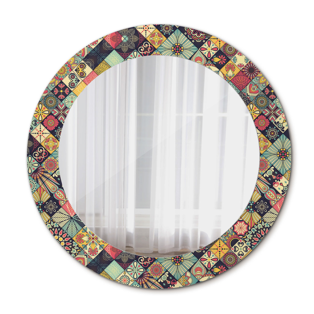 Nowoczesne Lustro w ramie Patchwork kafelki 60cm