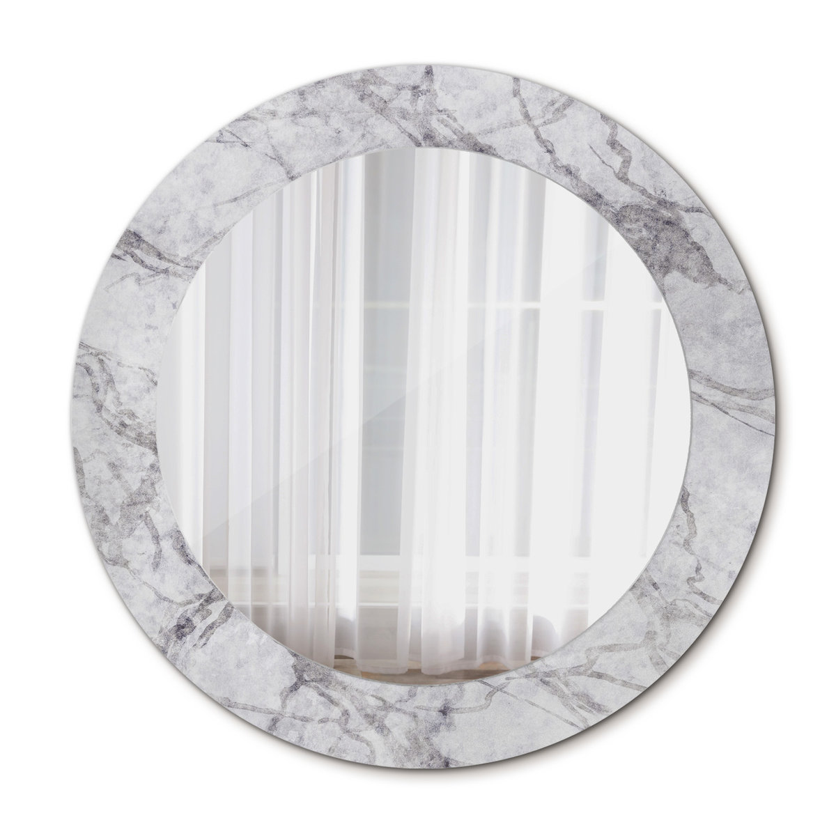 Okrągłe Lustro Ścienne Biały marmur 60cm
