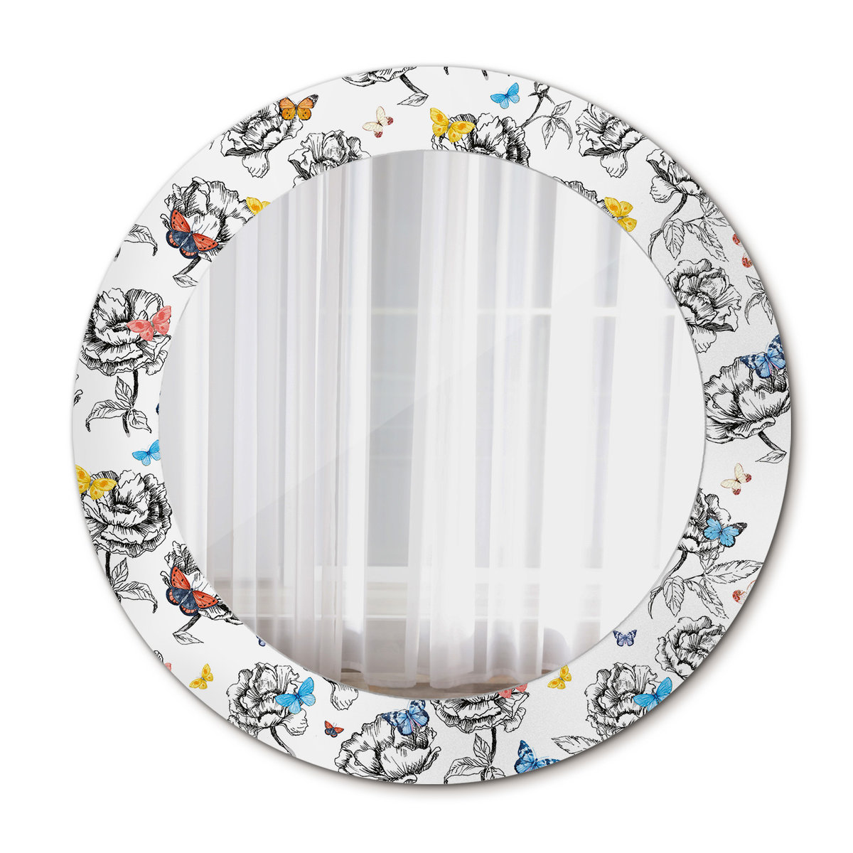 Piękne Lustro Ścienne Koło Kolorowe motyle 60cm