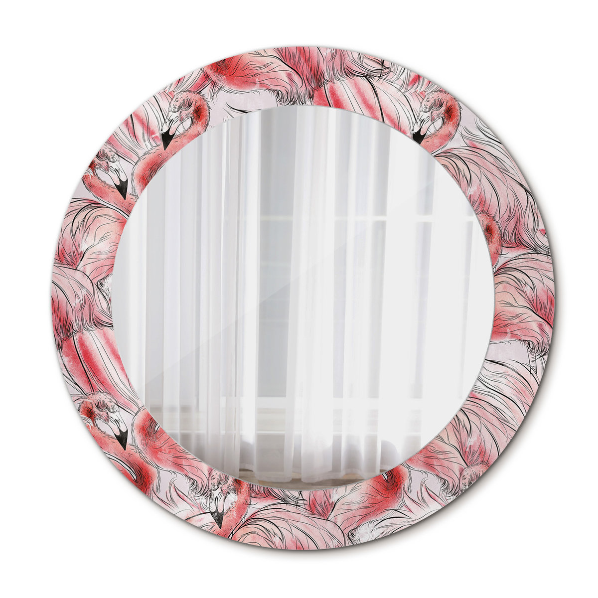 Piękne Lustro Ścienne Okrągłe Flamingi 60cm