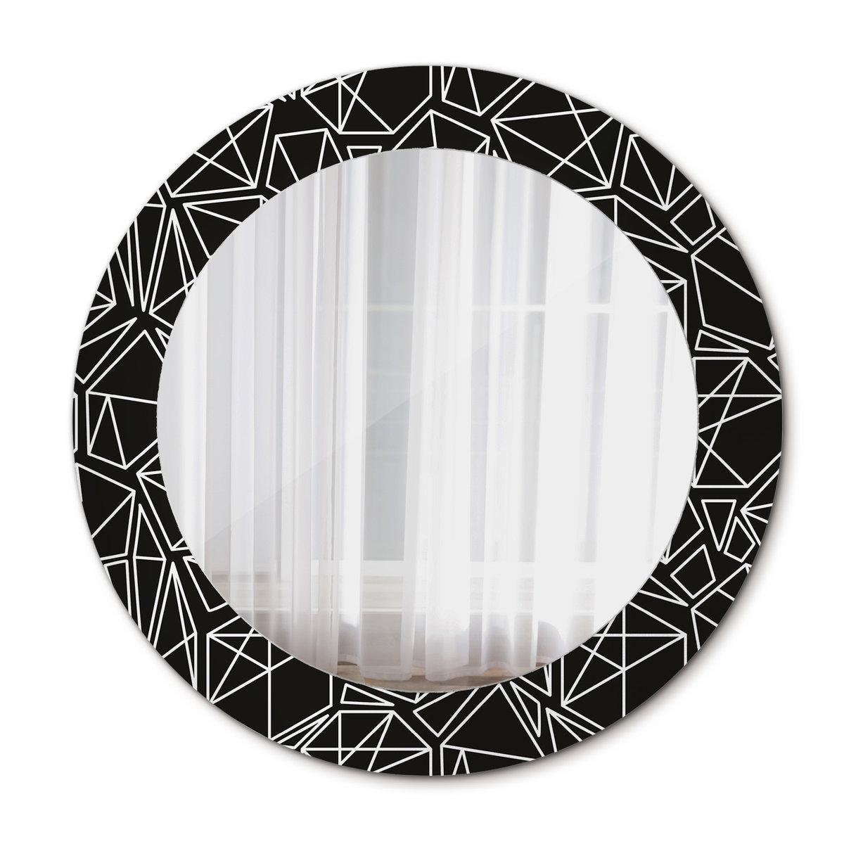 Nowoczesne Lustro Okrągłe Geometryczny wzór 60cm