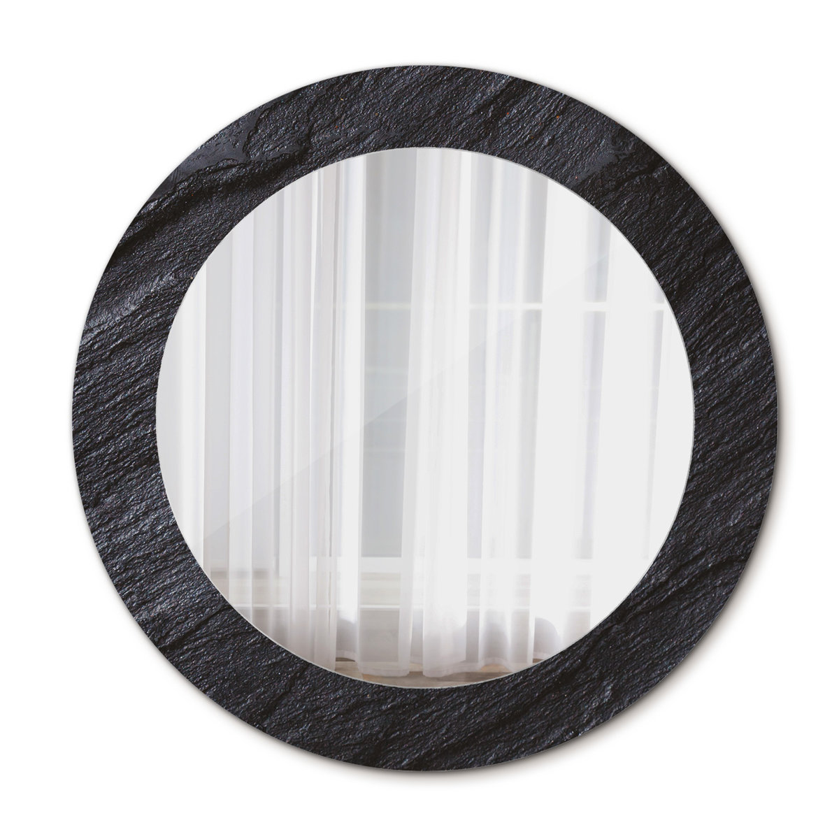 Piękne Lustro Ścienne OkrągłeCzarny kamień 60cm