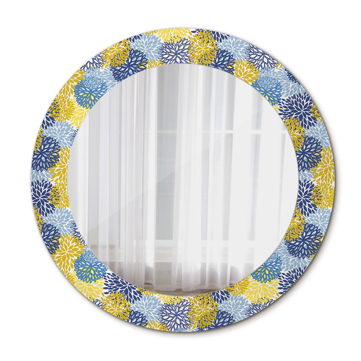 Lustro Wiszące do Łazienki Niebieskie kwiaty 60cm
