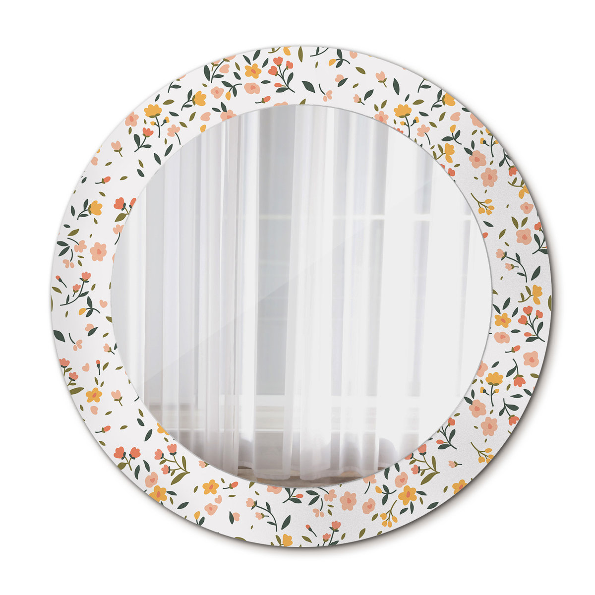 Nowoczesne Lustro Okrągłe Małe kwiatki 60cm