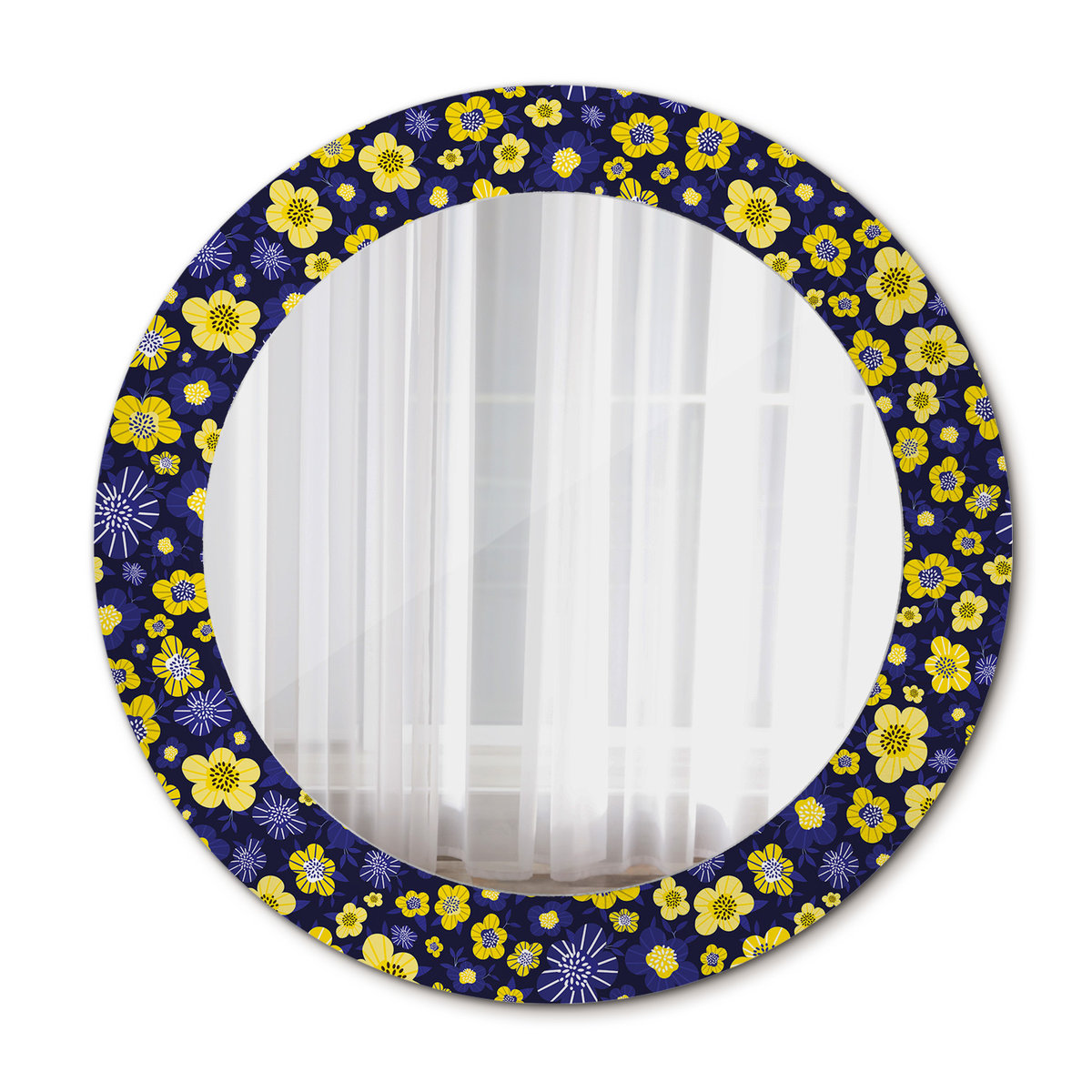 Okrągłe Lustro Ścienne Małe kwiatki 60cm