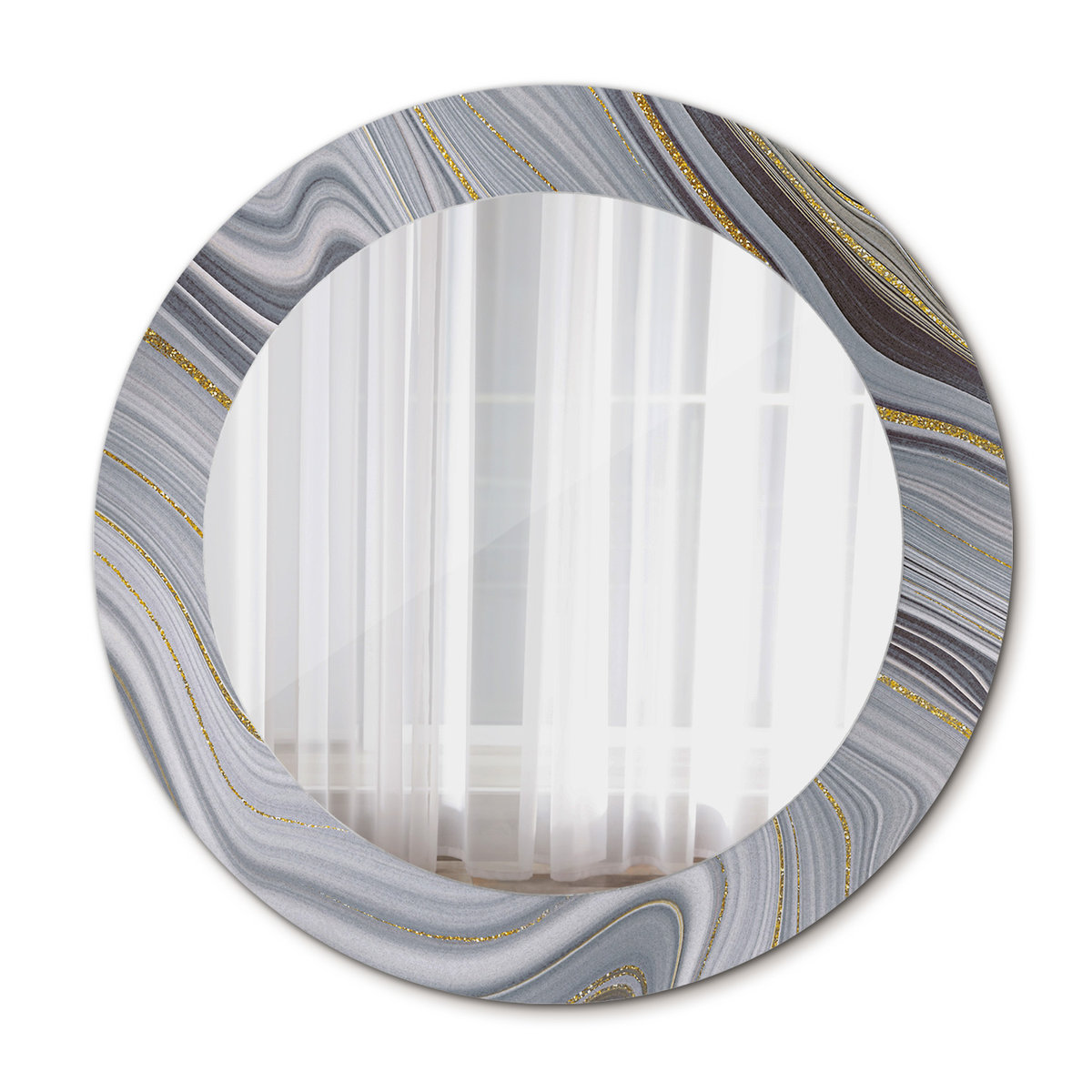 Nowoczesne Lustro w ramie Szary marmur 60cm