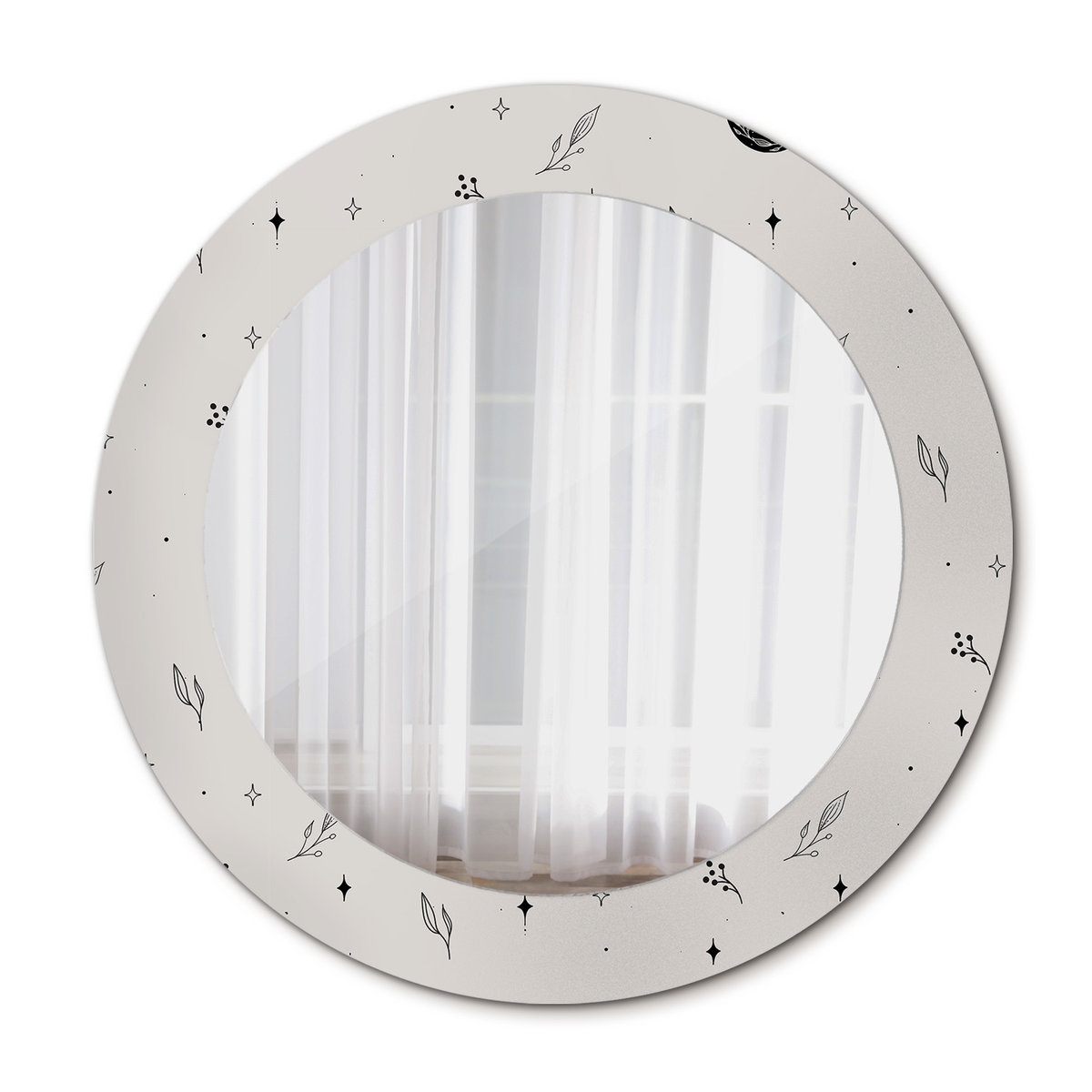 Nowoczesne Lustro Doodle rośliny 60cm