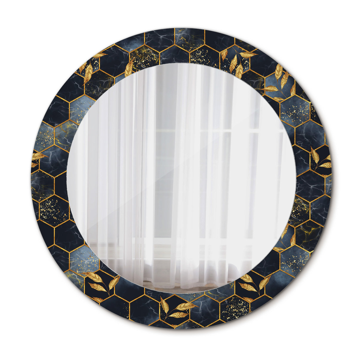 Nowoczesne Lustro Okrągłe Marmur heksagon 60cm