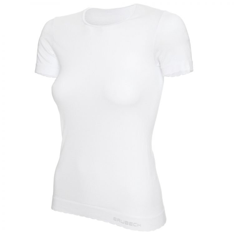 Damska koszulka termoaktywna Brubeck Women's T-Shirt SS Comfort Cotton | White XL