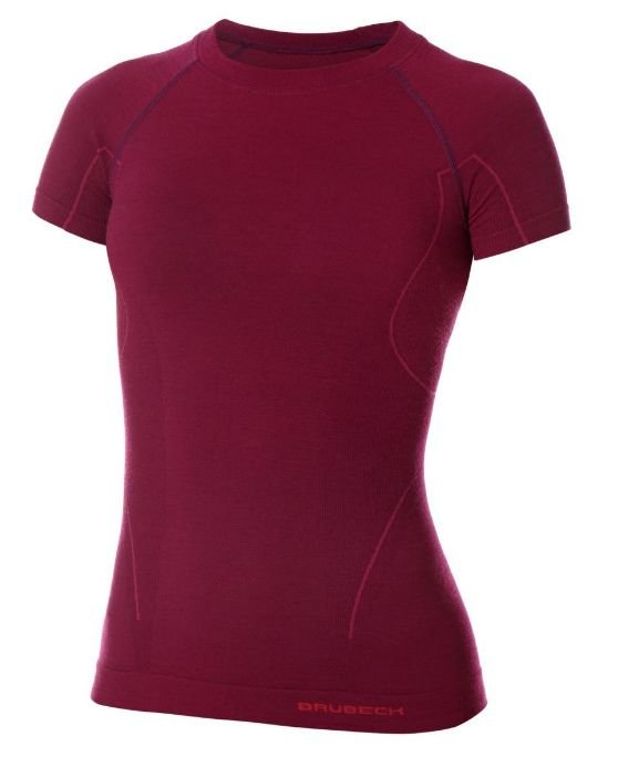 Damska koszulka termoaktywna Brubeck Active Wool Women's T-Shirt | ŚLIWKOWY L