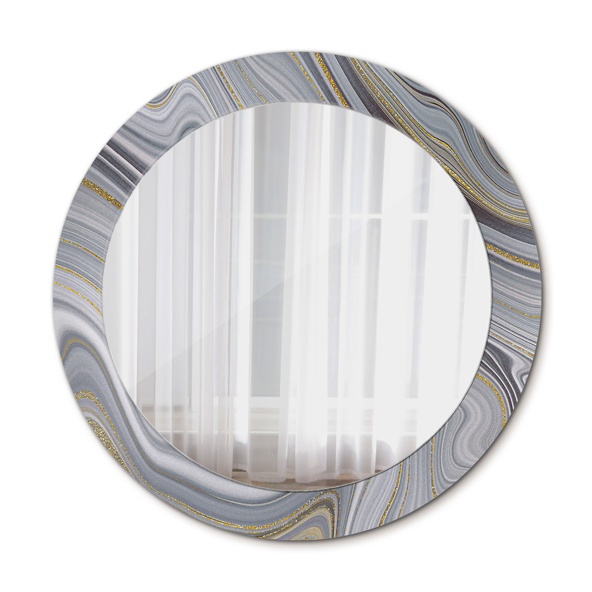 Nowoczesne Lustro w ramie Szary marmur 70cm