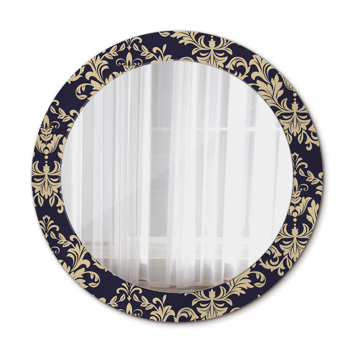 Nowoczesne Lustro do Salonu Kwiatowy wzór 70cm