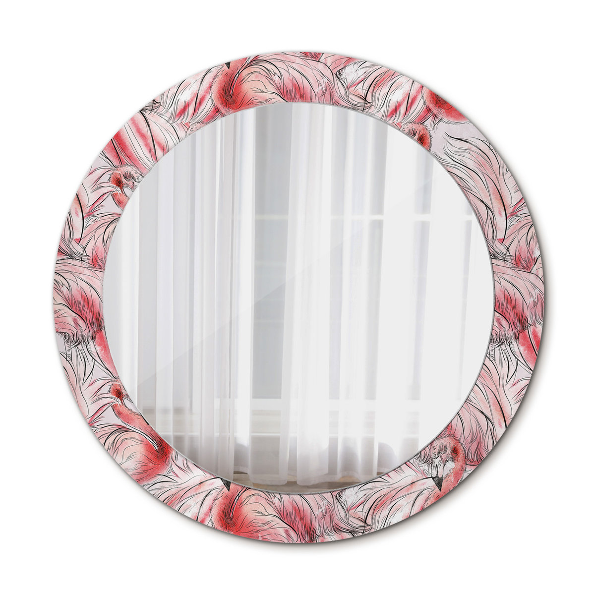 Piękne Lustro Ścienne Okrągłe Flamingi 70cm