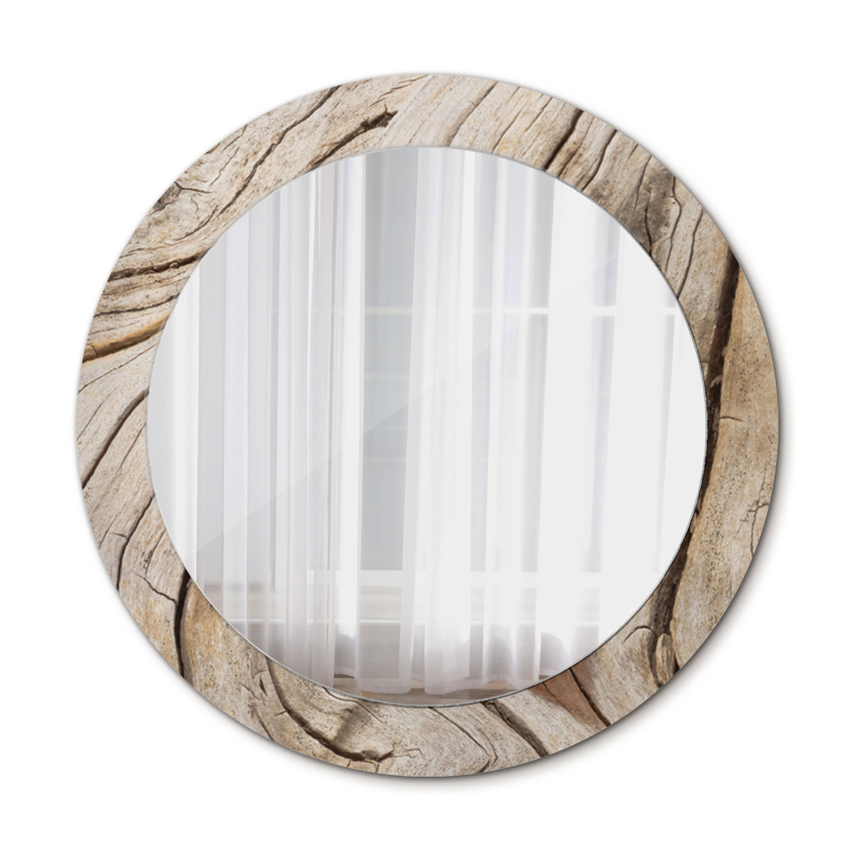 Piękne Lustro Ścienne Koło Pęknięte drewno 70cm
