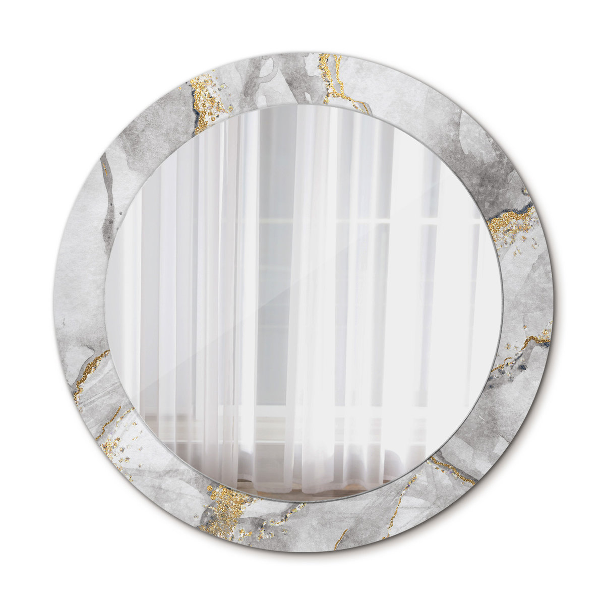 Nowoczesne Lustro Okrągłe Marmurowy wzór 70cm