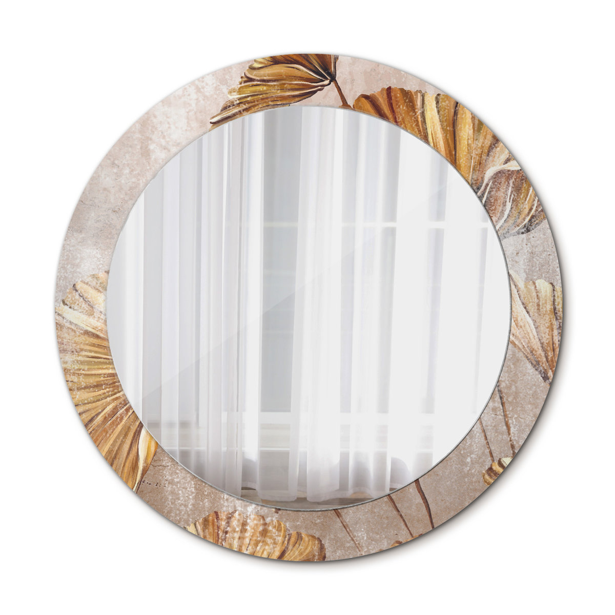 Ścienne Lustro Rama Glamour Boho liście 70cm