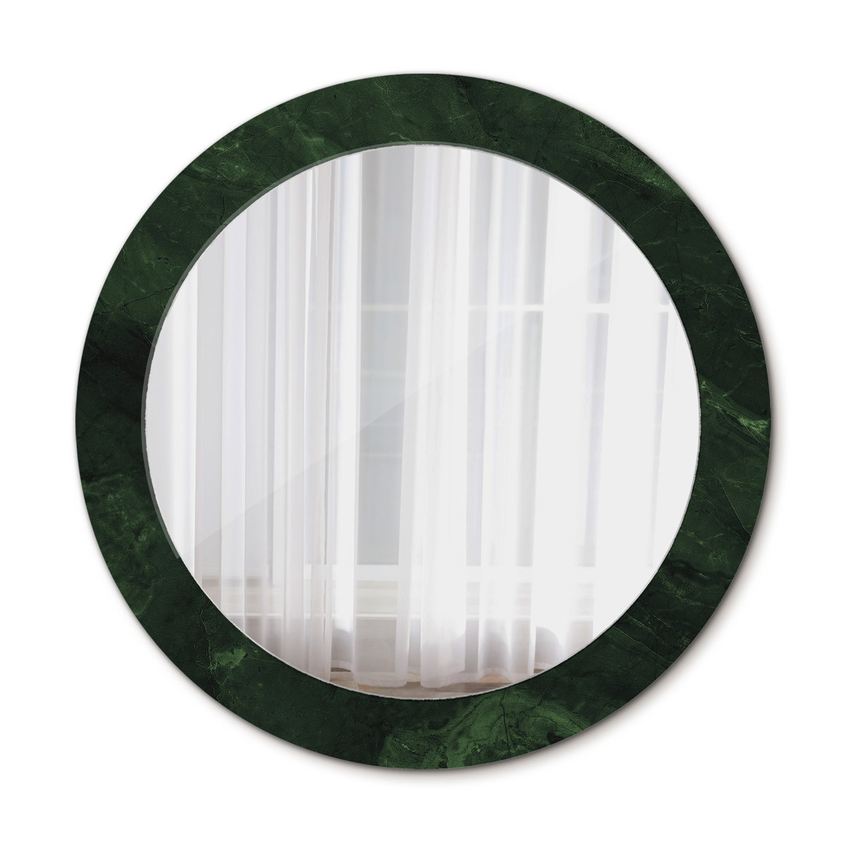 Nowoczesne Okrągłe Lustro Zielony marmurek 70cm
