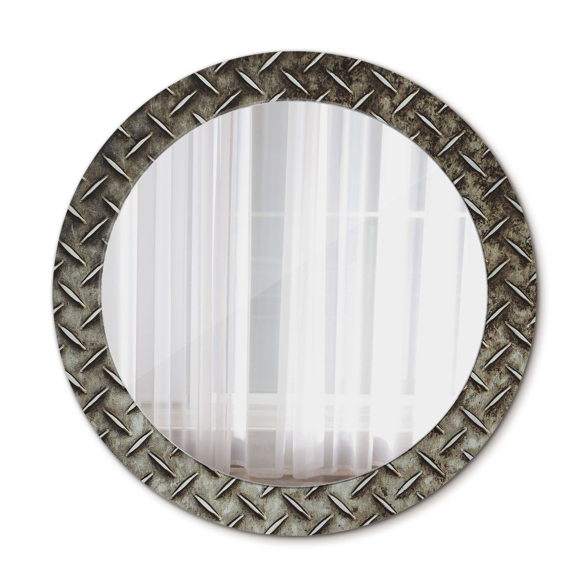 Ścienne Lustro Rama Glamour Stalowa tekstura 70cm