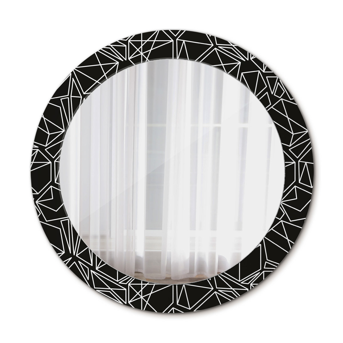 Nowoczesne Lustro Okrągłe Geometryczny wzór 70cm