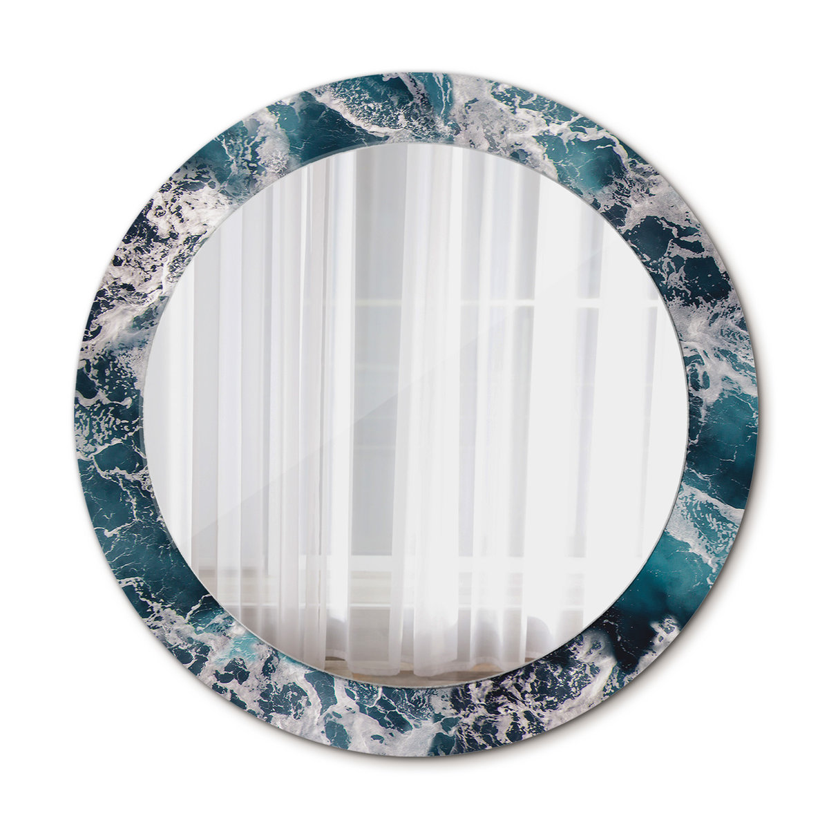 Nowoczesne Okrągłe Lustro Burzliwe morze 70cm