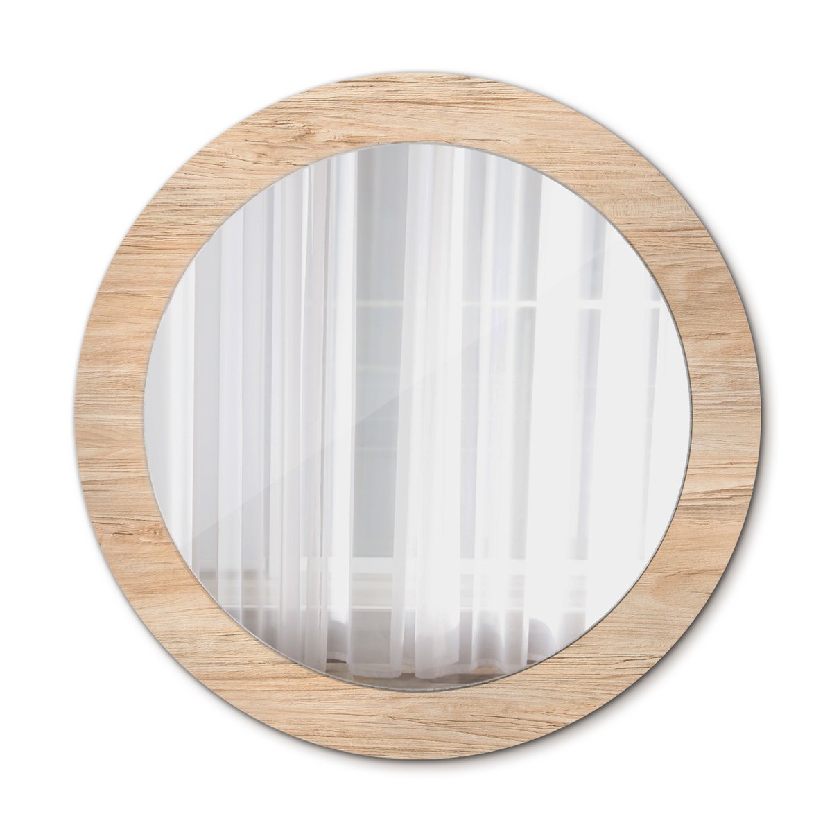 Piękne Lustro Ścienne Okrągłe Drewno 70cm