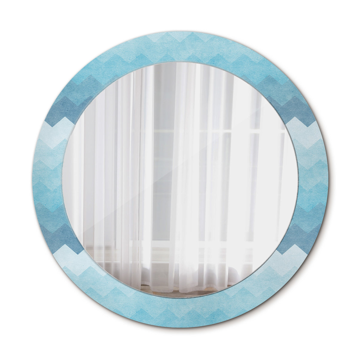 Lustro Wiszące do Łazienki Niebieski szewron 70cm