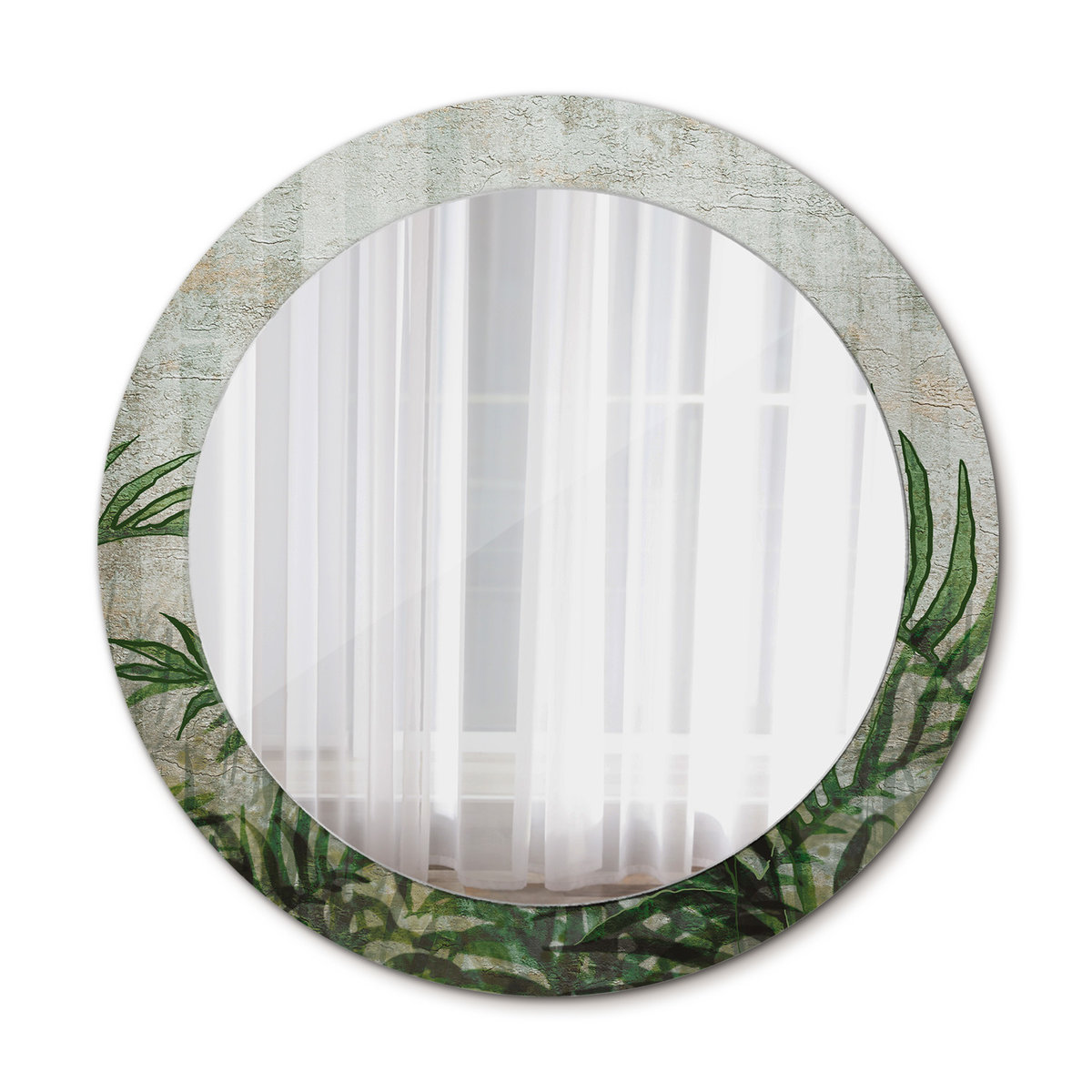 Okrągłe Lustro Ścienne Liście paproci 70cm
