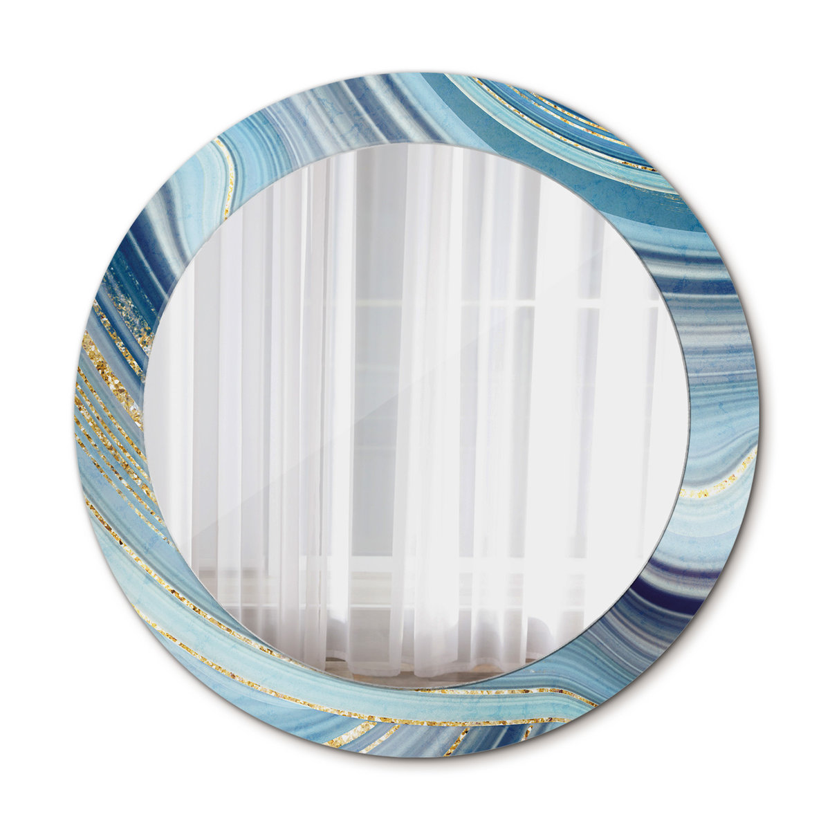 Ścienne Lustro Rama Glamour Niebieski marmur 70cm