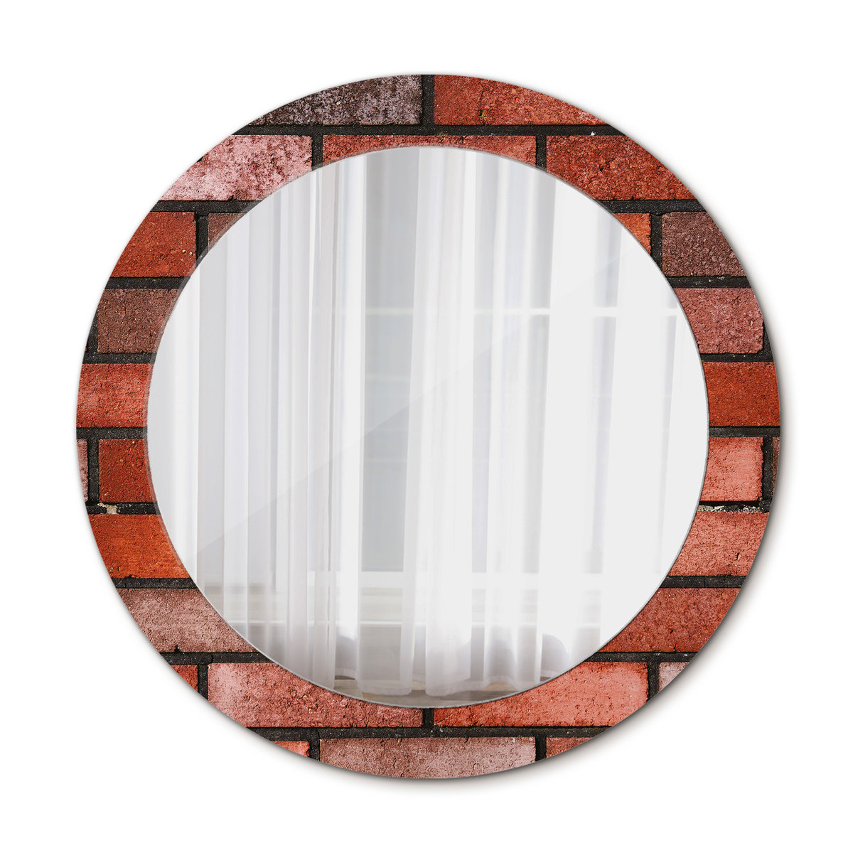 Okrągłe Lustro Ścienne Czerwona cegła 70cm