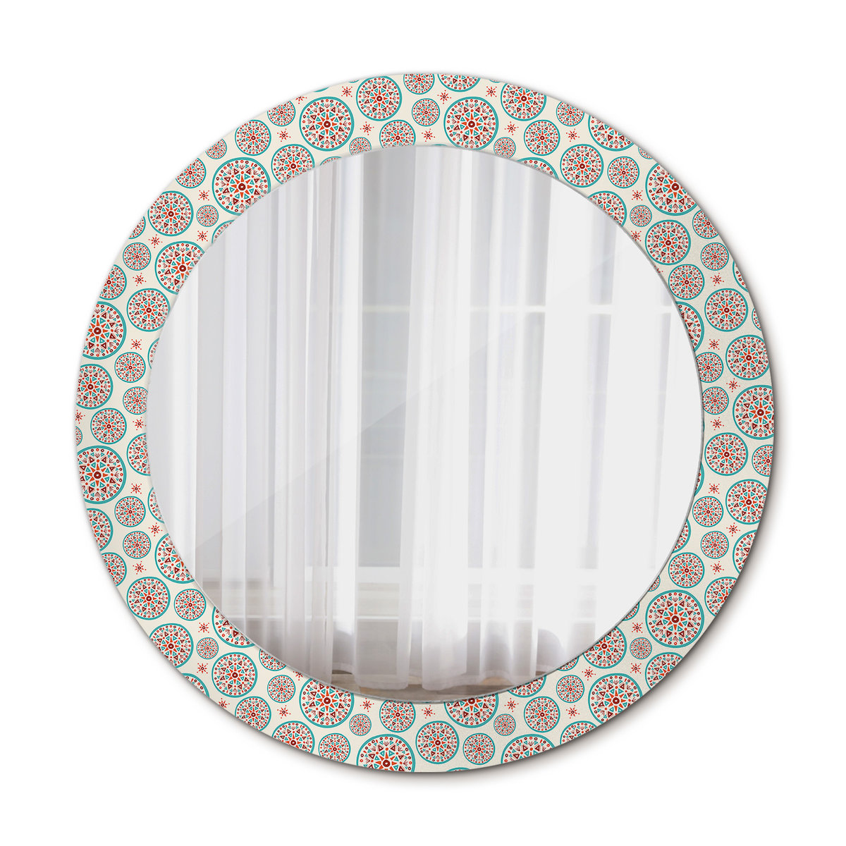 Piękne Lustro Ścienne Okrągłe Wzór boho 70cm