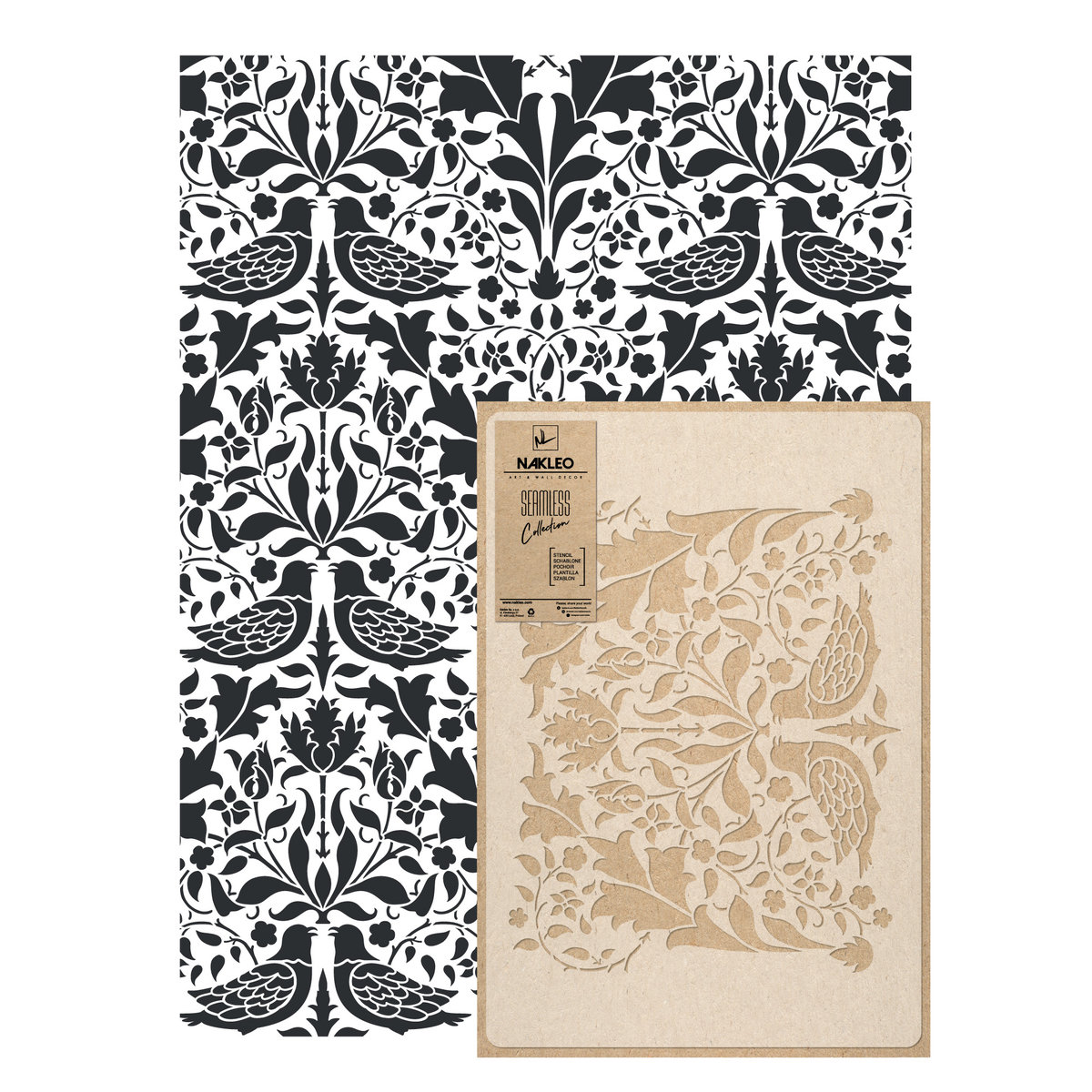 Szablon Malarski Wielokrotny Powtarzalny // William Morris Floral Birds